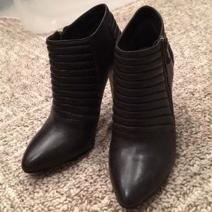 Chocolate brown leather stiletto booties